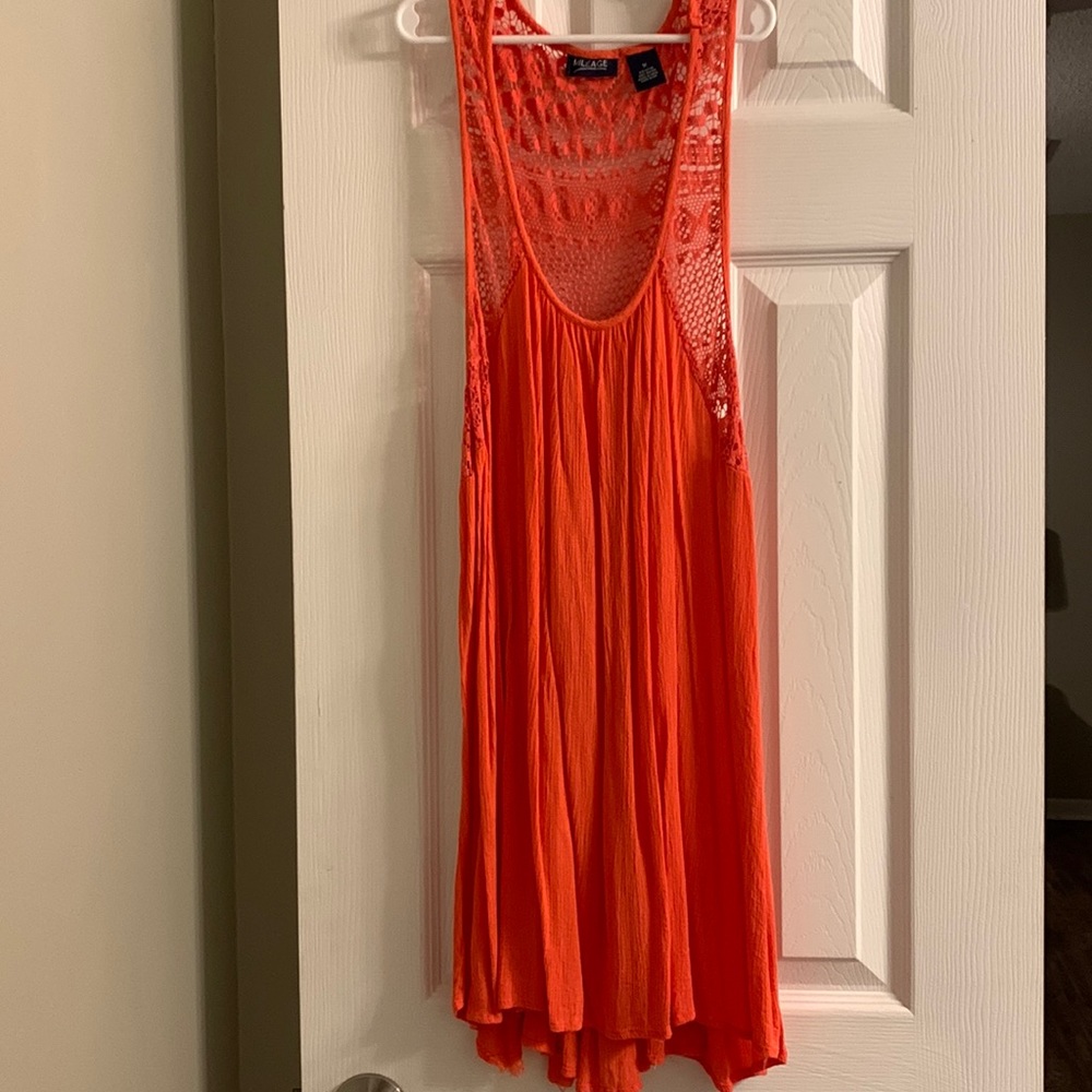 Mileage Size 1XL Coral Crocheted Back Top